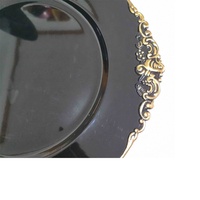 En vrac pas cher assiettes rondes Antique Reef or mariage cadre décoratif 13 pouces assiettes de chargeur en plastique