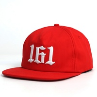 Casquette Snapback Rouge Unie à Visière Plate avec Broderie 3D Gonflée Lettres Gothiques Personnalisées en Coton, Style Hip Hop Streetwear pour Hommes