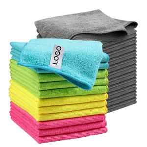 Custom print logo car wash towel kitchen microfiber window glasses cleaning cloth rag microfiber cleaning cloth towel
