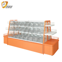 Étagères de présentation de snacks pour dépanneurs boîtes à bonbons en acrylique rayonnage gondole commercial double face multicouche orange