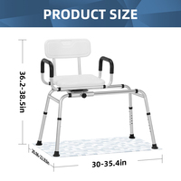 360 °   Chaise de douche pivotante et coulissante, banc de transfert pour baignoire réglable, coussinets antidérapants imperméables, siège de bain sécurisé 350 LBS pour personnes âgées et handicapées