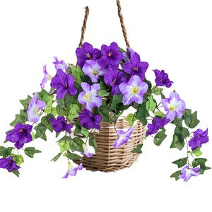 Cesta colgante de pared de Gloria DE LA MAÑANA simulada, flores artificiales, <span class=keywords><strong>Trompeta</strong></span> de Gloria DE LA MAÑANA Artificial adecuada - Product Image 6