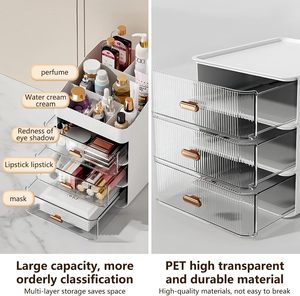 Light Luxury Skin Care <b>Makeup</b> Organizer Desktop Dustproof Plastic Storage <b>Box</b> with Cross Border Masks Lipsticks Other Cosmetics - Product Image 3