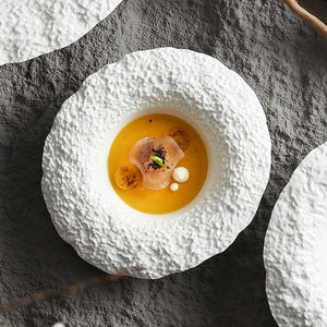 럭셔리 화이트 도자기 멋진 그릇 락 스톤 패턴 세라믹 과일 샐러드 수프 서빙 그릇 레스토랑 - Product Image 5