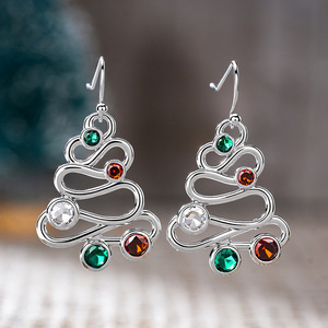 Orecchini Pendenti a Forma di Albero di Natale Colorati per Donne, Eleganti Gioielli Festivi alla Moda - Product Image 3