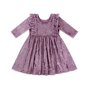 Più nuovo Velluto Del Bambino Volant maniche Lunghe 7 16 bambini bambini Twirl del Vestito del bambino della ragazza vestiti di cotone - Product Image 3