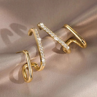 Kadınlar için Kübik Zirkonya Sarma Küpe, 12mm, Altın Kaplama Pirinç Geometrik Dikey Çubuk, Altın