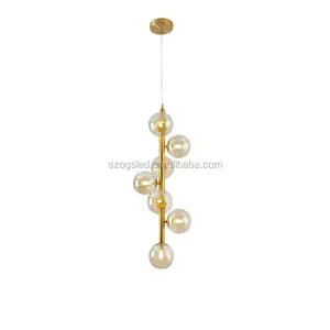 Energy Saving Light Source Indoor Lamps Clear/Amber Glass Ball Chandelier Lighting OEM Pendant Light