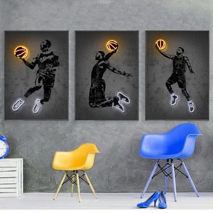 Affiches de Sport en toile abstraite au néon, chaussures de basket-ball, Art mural - Product Image 1