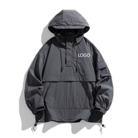 Haute qualité résistance à l'eau personnalisé 1/4 fermeture éclair Anorak veste couleur unie pull à capuche hommes veste en plein air coupe-vent