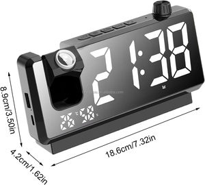 Chiếu kỹ thuật số Đồng hồ báo thức cho phòng ngủ với 180 ° chiếu kép báo động nhiệt độ và độ ẩm hiển thị Dual USB cổng - Product Image 6