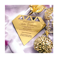 Carte-cadeau de mariage de diamant de fiançailles d'invité rustique, invitation de miroir de mariage, carte d'invitation acrylique