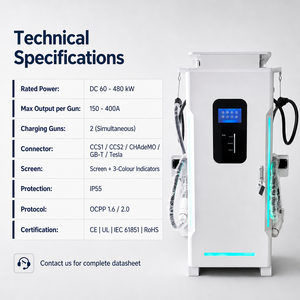 Sistema de Carga de Alta Potencia de 240KW con Dos Conectores, Tira LED de Ambiente, Sistema de Carga Rápida para Vehículos GBT CCS2 - Product Image 1