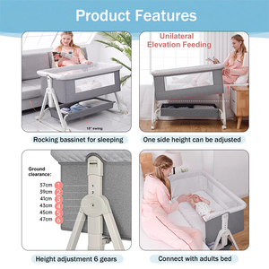 Cuna Mecedora Metálica para Bebé, Precio de Fábrica, en Oferta, con 6 Niveles Ajustables y Lateral Fácil de Abrir para Recién Nacidos - Product Image 3