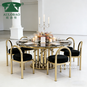 Modern Restaurant Stainless Steel <b>Round</b> Wedding <b>Tables</b> and Chairs for Events - Product Image 5