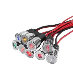 14mm Waterproof Lamp FILN 12V LED Car Boat LED Warning Dashboard Signal Lights Instrument Pilot light 220V