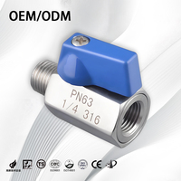 Mini-vanne à boisseau sphérique en acier inoxydable 304, filetage mâle/femelle NPT BSPT 1/4 3/8 pour air, gaz, huile, eau