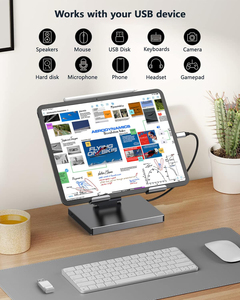 Syong ด็อกกิ้ง ° 9-in-1ที่หมุนได้, 9-in-1ที่เชื่อมต่อกับ RJ45 USB3.0 <span class=keywords><strong>HDMI</strong></span> 3.5mmaudio อะแดปเตอร์มัลติพอร์อะลูมิเนียมพับได้สำหรับ <span class=keywords><strong>iPad</strong></span> - Product Image 5