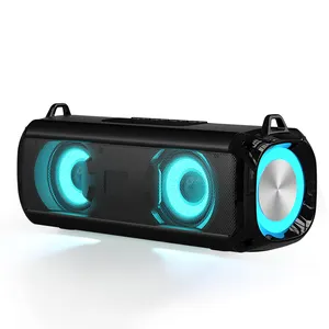 流行的蓝牙5.0扬声器彩色LED便携式扬声器，带无源散热器低音增强