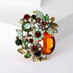 Venda Quente Elegante Broche de Flor de Cristal em Liga com Diamantes Grande para Roupas Femininas - Product Image 3