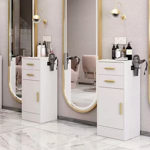 Modern White Salon Trolley Hair Styling Cabinet Barber Shop <b>Storage</b> Unit with <b>Drawers</b> and Side Holder - Product Image 6