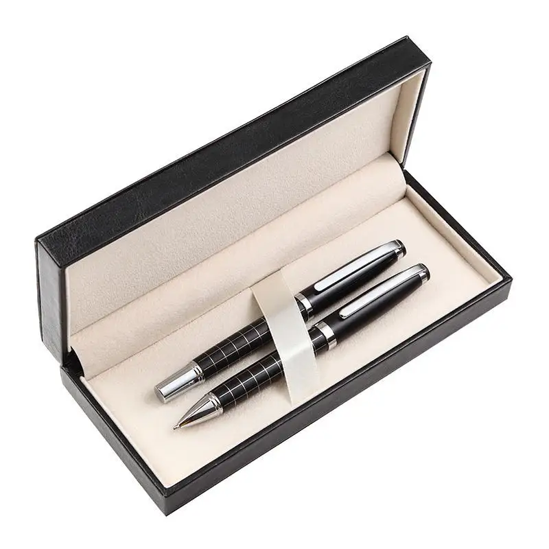 Ticari Metal Premium 2 adet dolma kalem hediye çantası kutu seti Logo ile