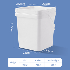 Secchio quadrato bianco da 15 litri da 4 galloni per alimenti con coperchio produttore - Product Image 6