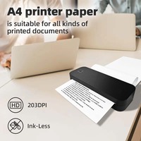 Impresora Térmica Portátil A4, Bluetooth, sin Tinta, para Imprimir Documentos PDF/Word, para el Hogar, Oficina, Escuela, Impresión de Etiquetas