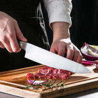Ensemble de 6 couteaux de cuisine en acier à haute teneur en carbone avec bloc de rangement – Couteaux de chef, Santoku, à découper, utilitaires, à éplucher les fruits