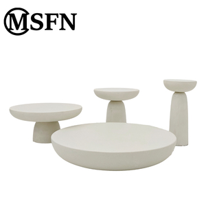 Mesa de Café Moderna com Base em Disco de Microcimento Orgânico, Estilo Wabi Sabi, Acabamento Fosco, Móveis para Sala de Estar - Product Image 1