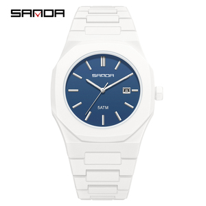 Orologio al quarzo SANDA 9091 alla moda per gli <span class=keywords><strong>uomini</strong></span> 5ATM impermeabile ottagonale semplice quadrante opaco smerigliato con calendario - Product Image 3