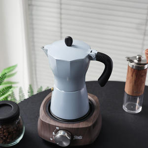Diseño clásico Haze Blue Aluminio Moka Pot Cafeteria Portable Eco-Friendly Espresso Maker Tapa de metal Mango de ácido poliláctico - Product Image 2