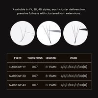 Extensions de cils Gollee en fibre PBT coréenne, pré-faits en éventail YY étroit, volume facile à poser, 3D/4D, entièrement naturels, doux, synthétiques, faits à la main