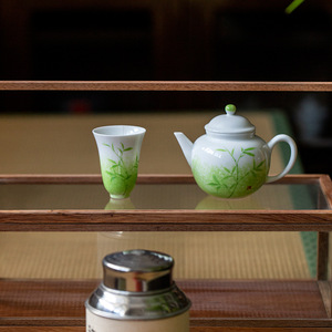 Hand Painted Bamboo Ceramic Teapot Porcelain Round With Lid Small Kung Fu <b>Tea</b> <b>Set</b> Afternoon <b>Tea</b> Use - Product Image 4