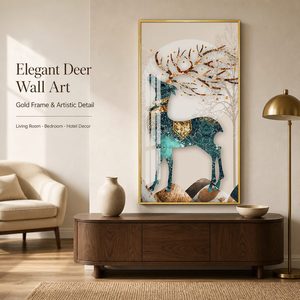 Peinture sur Porcelaine HD Effet Cristal, Vente Directe Usine, Art Mural Abstrait Cerf de la Forêt, Aquarelle Numérique, <span class=keywords><strong>Cadre</strong></span> en Alliage d'Aluminium - Product Image 5