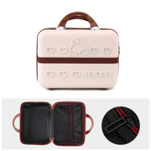Borse da viaggio per il trucco personalizzabili bellissimo orso con gli addominali per la vendita calda <span class=keywords><strong>della</strong></span> ragazza 14 pollici di plastica alla moda borsa scatola di immagazzinaggio a strisce - Product Image 3