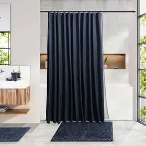 Luxury Wave Waffle Shower Curtains Nordic Fabric Bathroom Rugs And Mat Sets With Shower Curtain