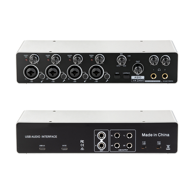 RX4 Professional 4-Channel USB Audio Interface Sound Card with Mic Preamplifier ASIO Live Recording for Professional Use