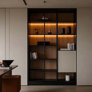 High-End Built-In Home Office <b>Bookcase</b> - Walnut & Glass, LED Lighting + Desk, Multi-Zone Organizer for Modern Luxury Homes - Product Image 6