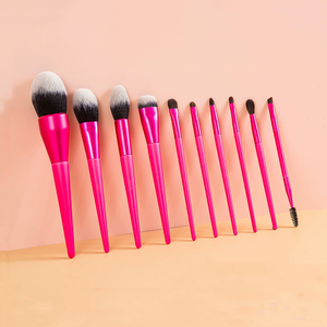 Ensemble de 10 <span class=keywords><strong>pinceaux</strong></span> de maquillage professionnels personnalisables rose vif en poils synthétiques pour le visage, le fond de teint, le blush – Outil de beauté – Grande Vente - Product Image 2