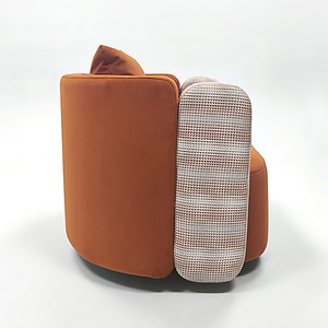 Fauteuil pivotant contemporain en velours orange avec accoudoirs hauts pour salon et appartement, vente en gros d'usine chinoise - Product Image 6