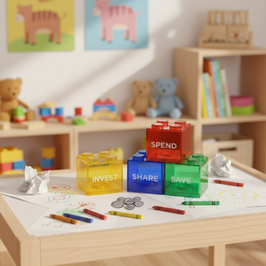 나중에 도착 도매 다채로운 아이 저축 동전 소년과 소녀를위한 플라스틱 돈 선물 상자 - Product Image 6