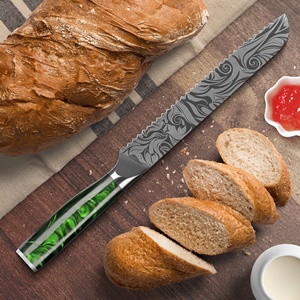 มีดหั่นขนมปังพร้อมที่จับเรซินสีเขียวให้10% ลายดอกไม้แฟนตาซี - Product Image 5