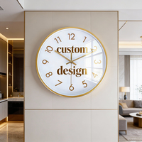 Jam Dinding Logam Besi Desain Kustom Nordik Modern Minimalis Quartz Senyap Bulat Warna Emas untuk Dekorasi Rumah Kafe Kantor