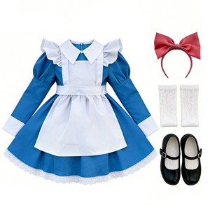 Tenue de spectacle pour enfants <span class=keywords><strong>Alice</strong></span>, robe de demoiselle d'honneur à manches longues, déguisement d'Halloween, robe de princesse Lolita champêtre - Product Image 6