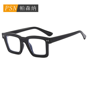 Lunettes anti-lumière bleue unisexe à monture carrée rétro, noires, à bordure complète, design léger, forme rectangulaire, décoratives - Product Image 2