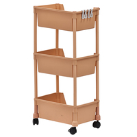 Chariot de rangement rectangulaire multi-couleurs à 4 roues, petit chariot utilitaire en plastique pour la maison