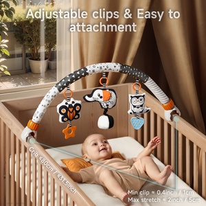 Tumama Kids Travel Activity Arch Toys Black and <strong>White</strong> High Contrast Education Toy Baby Stuffed <strong>Elephant</strong> Hanging Teeth Rattle - Product Image 3