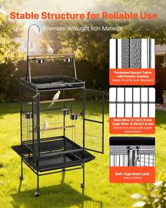 <span class=keywords><strong>Cage</strong></span> à oiseaux 32,7x31,1x82,7 pouces, dessus ouvert, en fer forgé, <span class=keywords><strong>cage</strong></span> à oiseaux avec perchoirs, plateau coulissant, mangeoires en plastique pour l'extérieur - Product Image 3