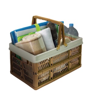 Panier de pique-nique rectangulaire pliable <span class=keywords><strong>en</strong></span> plastique, style <span class=keywords><strong>Instagram</strong></span>, panier de courses de supermarché, sac d'épicerie, petite taille, populaire <span class=keywords><strong>en</strong></span> <span class=keywords><strong>ligne</strong></span> - Product Image 5